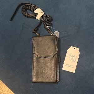 Time and Tru Black Leather Crossbody Bag